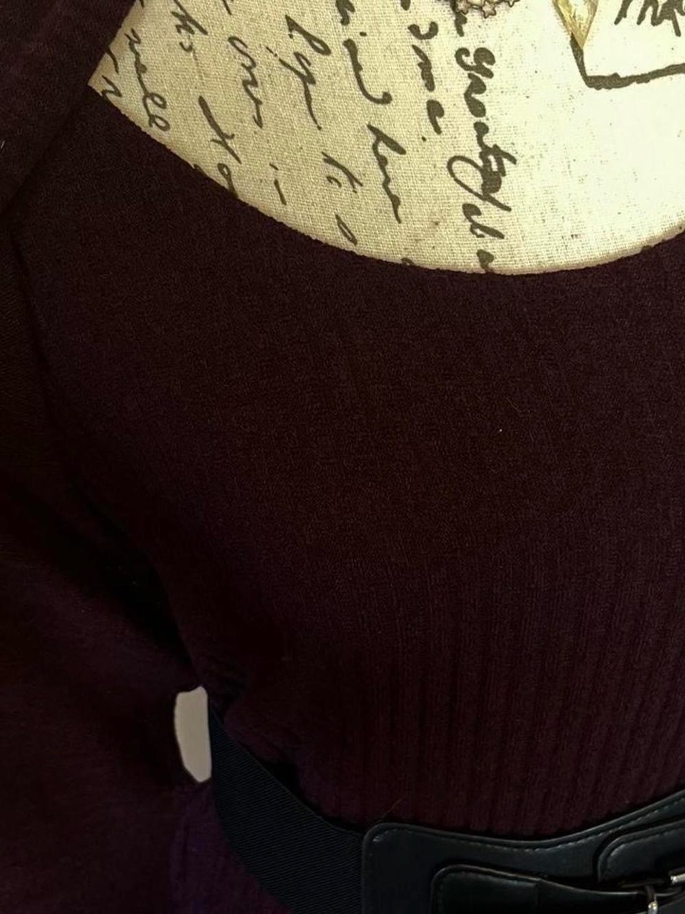 connected apparel Long Sleeve Ribbed Knit Dress in Burgundy Plum - Picture 4 of 8